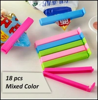 18Pc Plastic Food Snack Bag Pouch Clip Sealer for Keeping Food Fresh for Home Kitchen Camping Snack Seal Sealing Bag Clips (Multi Color) | Pouch Clip Sealer 18 Piece | Food Clips Sealer | 